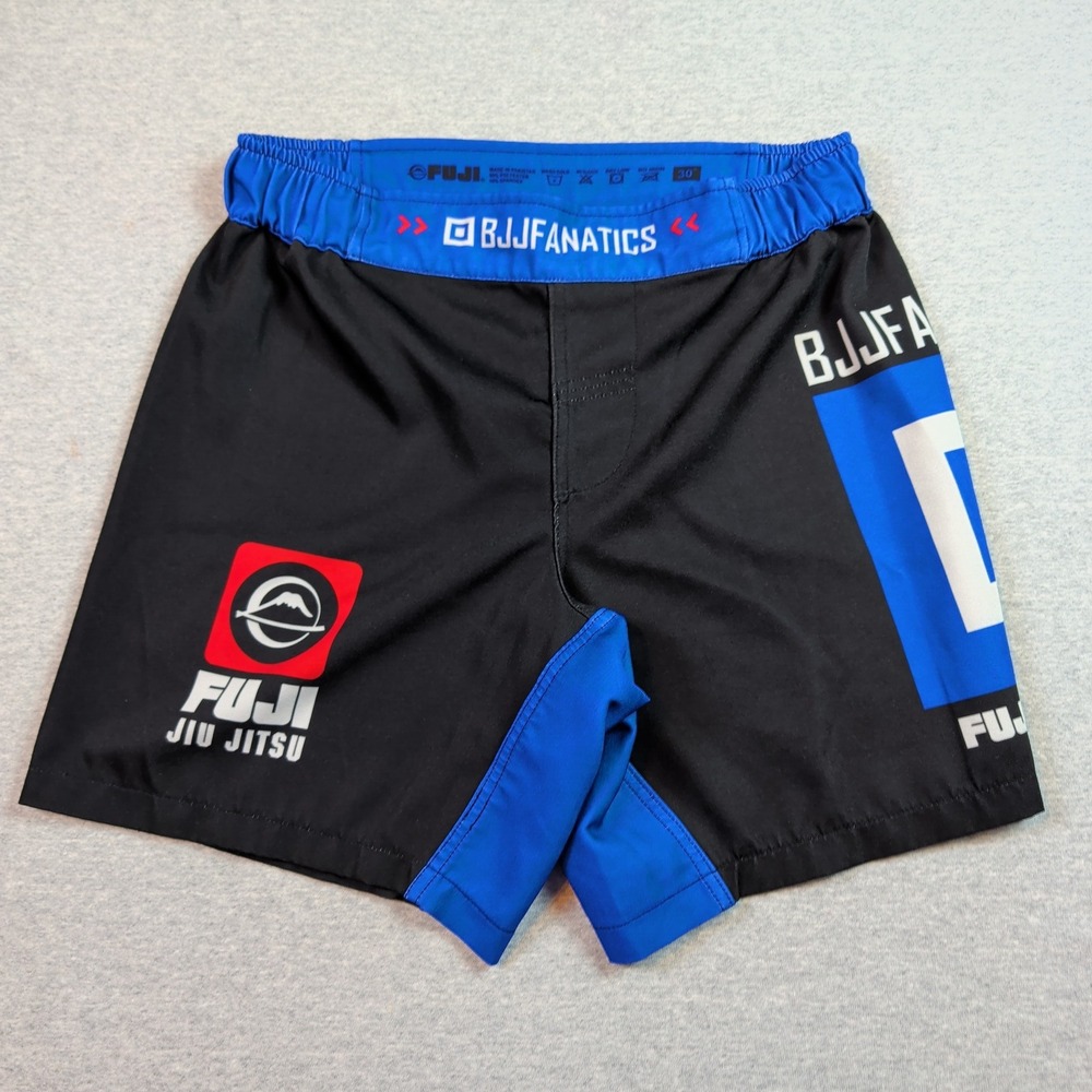 Fuji BJJ Jiu Jitsu Fanatics Grappling Fight Shorts Black Blue Mens Size 30